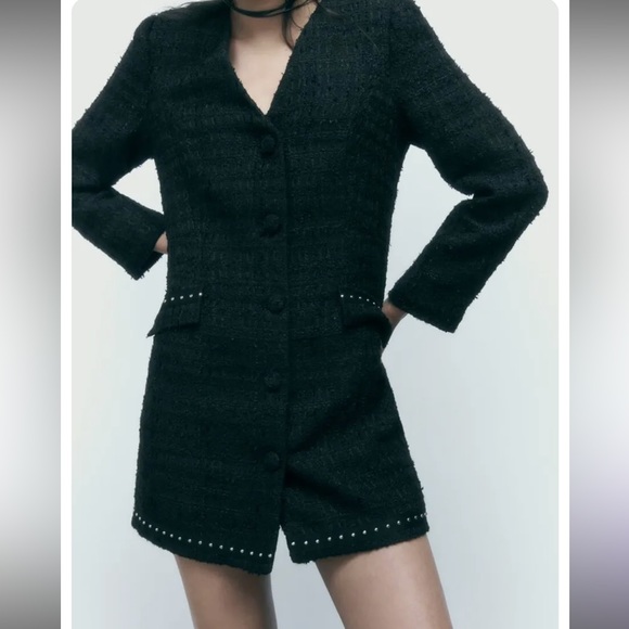 Zara textured studded blazer jacket new - Picture 2 of 7